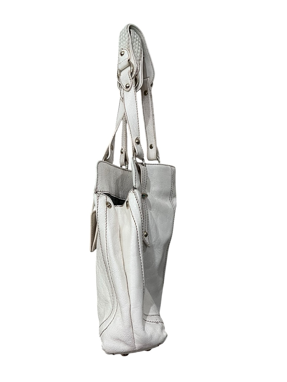 The Sak Shoulder Bag Womens Ivory Pebbled
Leather Satchel Braided Strap - Picture 5 of 13